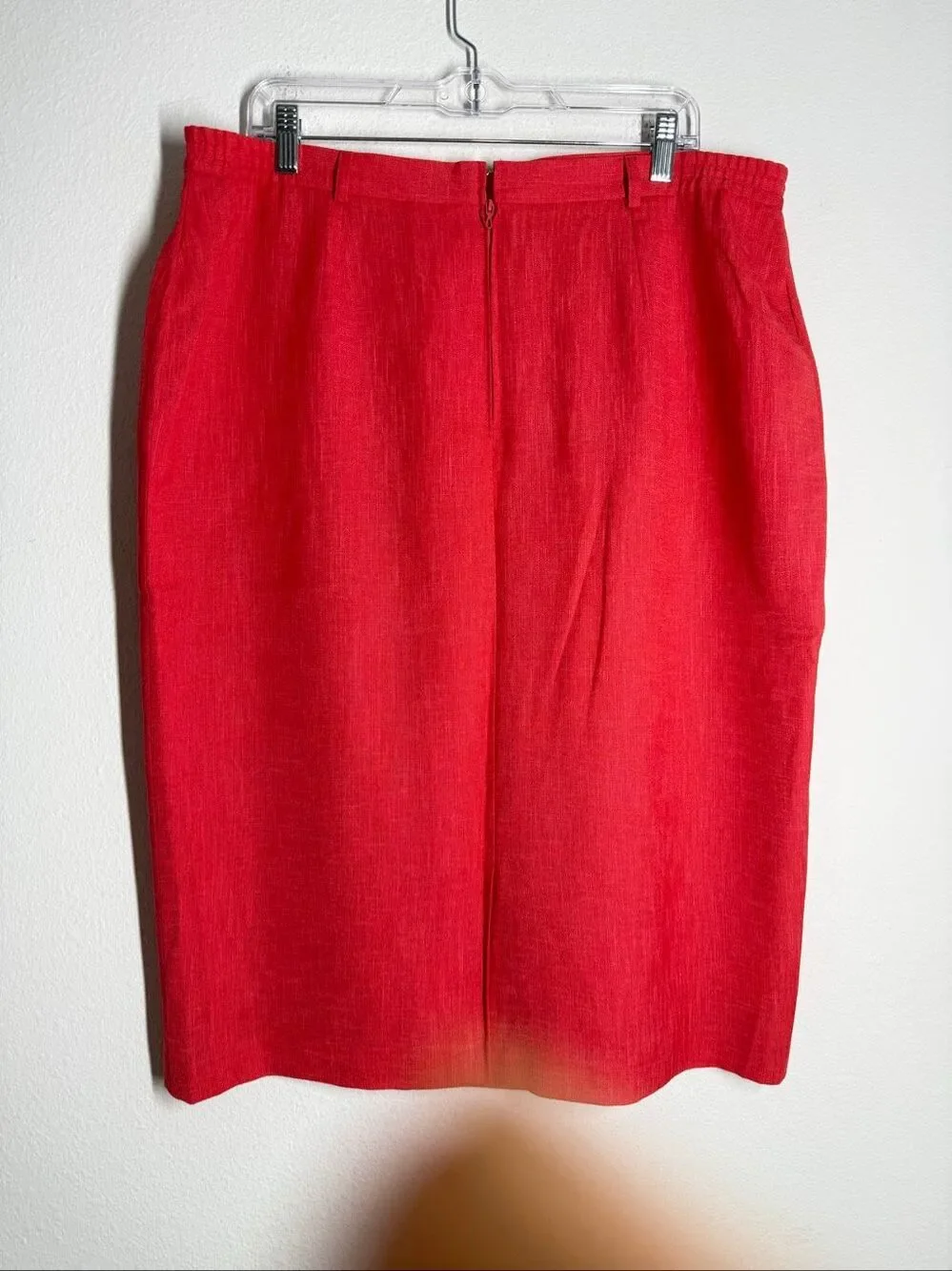 Devernois Vintage Red Linen Blend Pencil Skirt French Designer US XL